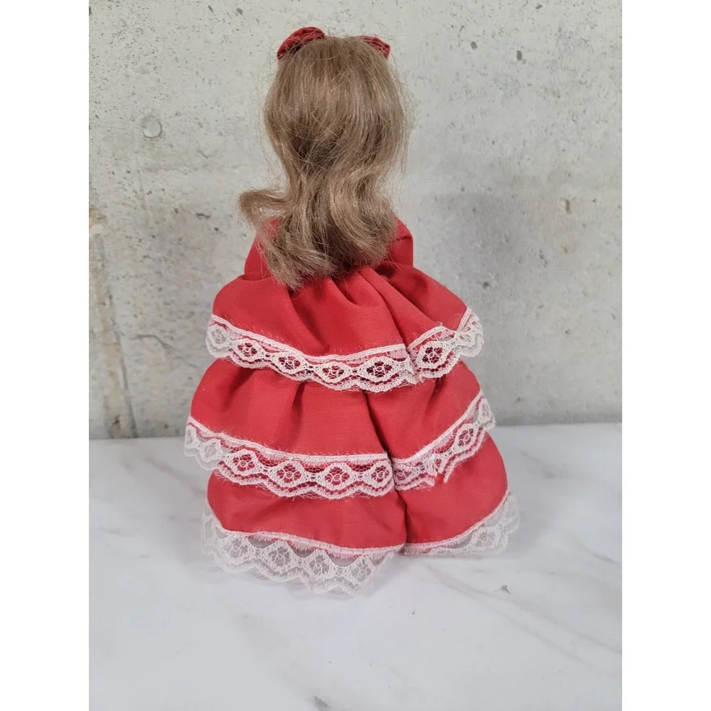 Vntg 1980s Bradley Doll Be Min Valentines Miss February‎ Doll Red Dress Sad eyes